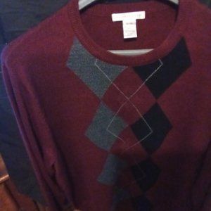 Pullover long sleeve sweater, XL, Burgundy.